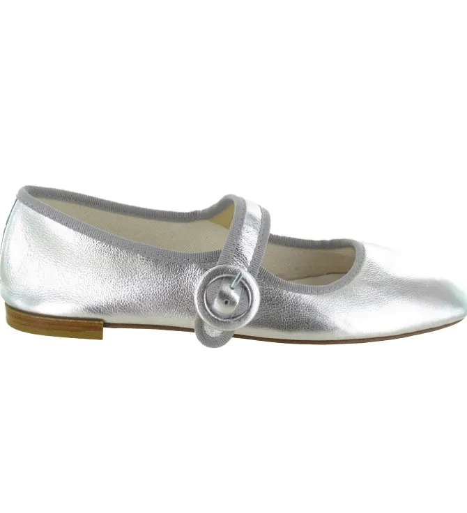 ballerines - Ballerine plate - femme - Cuir - Argent - Repetto