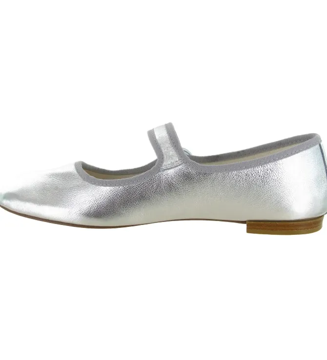 ballerines - Ballerine plate - femme - Cuir - Argent - Repetto