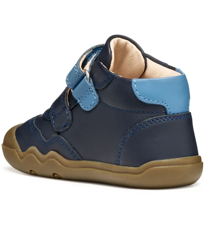 baskets et sneakers - BAREFOOT - bebe garcon - Cuir - Bleu Marine - Geox