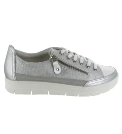 baskets et sneakers - Confort - femme - Cuir - Argent - Remonte