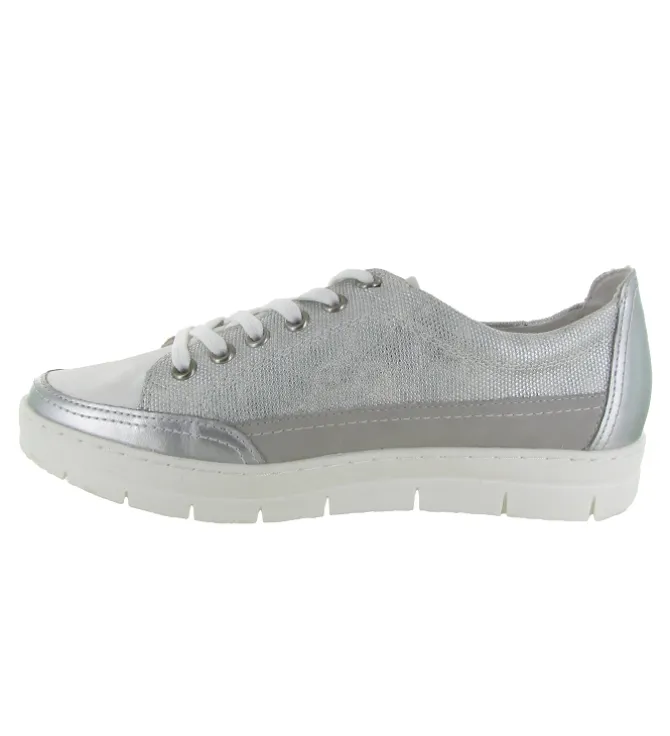 baskets et sneakers - Confort - femme - Cuir - Argent - Remonte