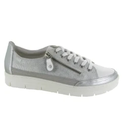 baskets et sneakers - Confort - femme - Cuir - Argent - Remonte