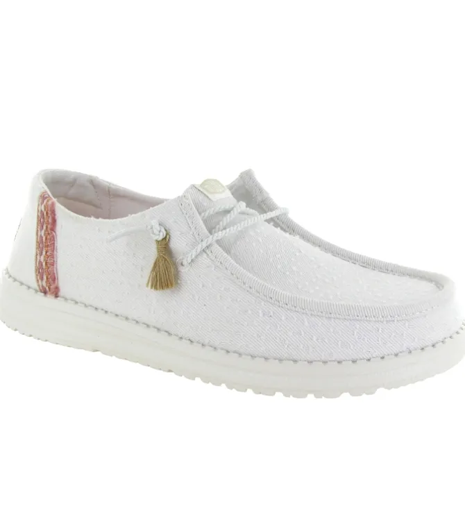 baskets et sneakers - Confort - femme - Toile - Blanc - Hey dude