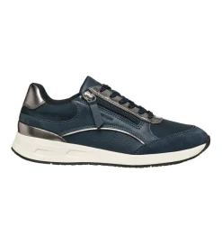 baskets et sneakers - Confort - femme - Cuir - Bleu Marine - Geox