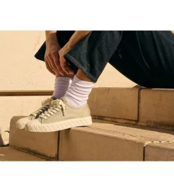 baskets et sneakers - Confort - femme - Toile - Vert amande - Palladium