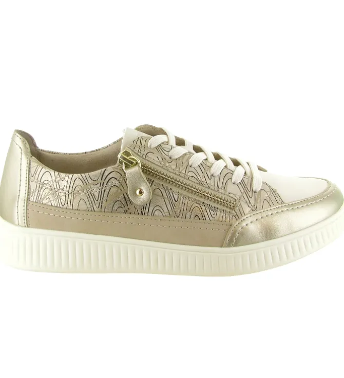 baskets et sneakers - Confort - femme - Cuir - Or - Remonte