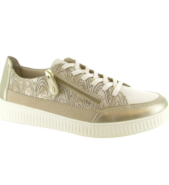 baskets et sneakers - Confort - femme - Cuir - Or - Remonte