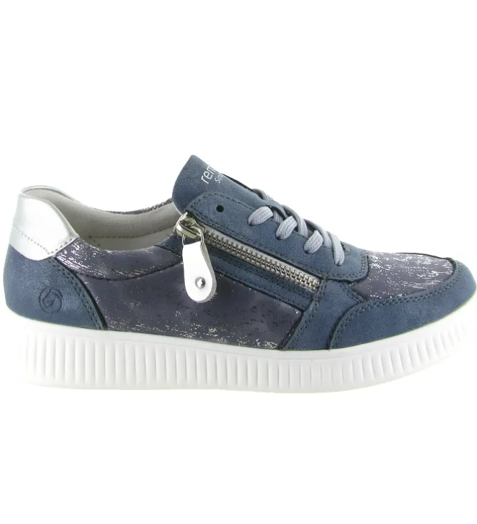 baskets et sneakers - Confort - femme - Textile - Bleu - Remonte