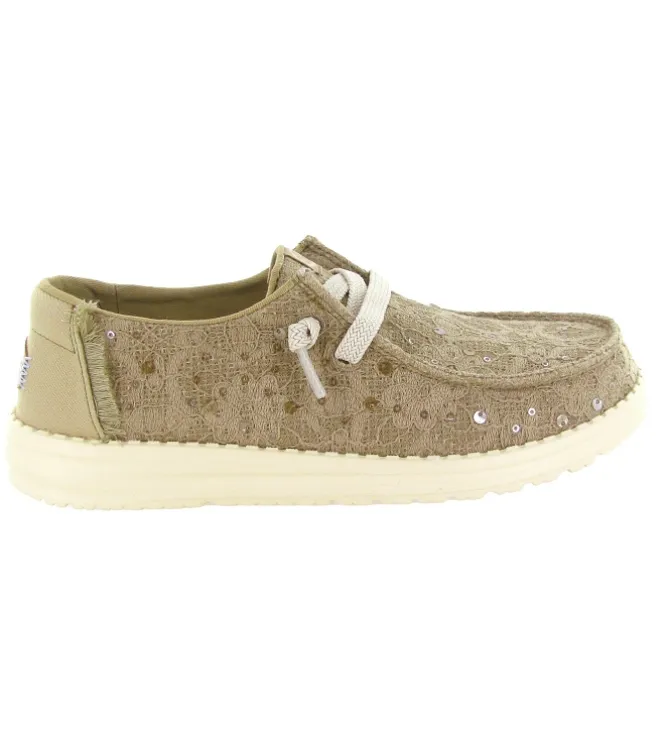 baskets et sneakers - Confort - femme - Toile - Beige - Hey dude