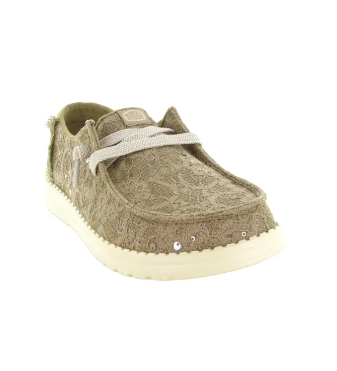 baskets et sneakers - Confort - femme - Toile - Beige - Hey dude