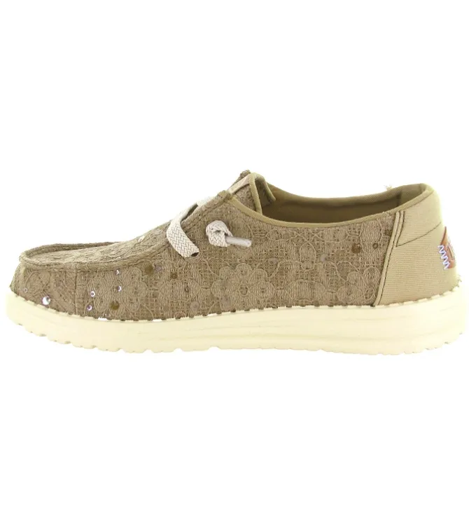 baskets et sneakers - Confort - femme - Toile - Beige - Hey dude