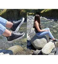baskets et sneakers - Montante - femme - Cuir - Noir - Semerdjian