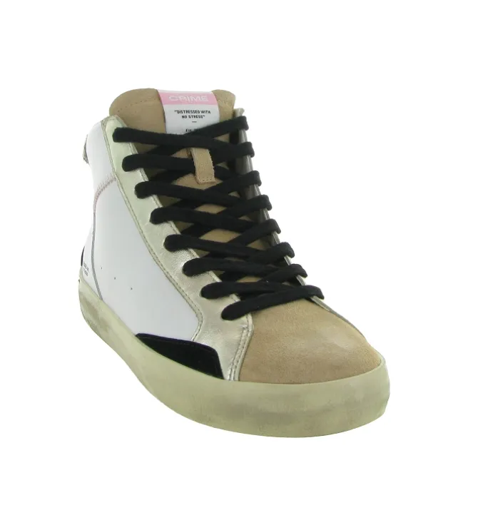 baskets et sneakers - Montante - femme - Cuir - Argent - Crime london