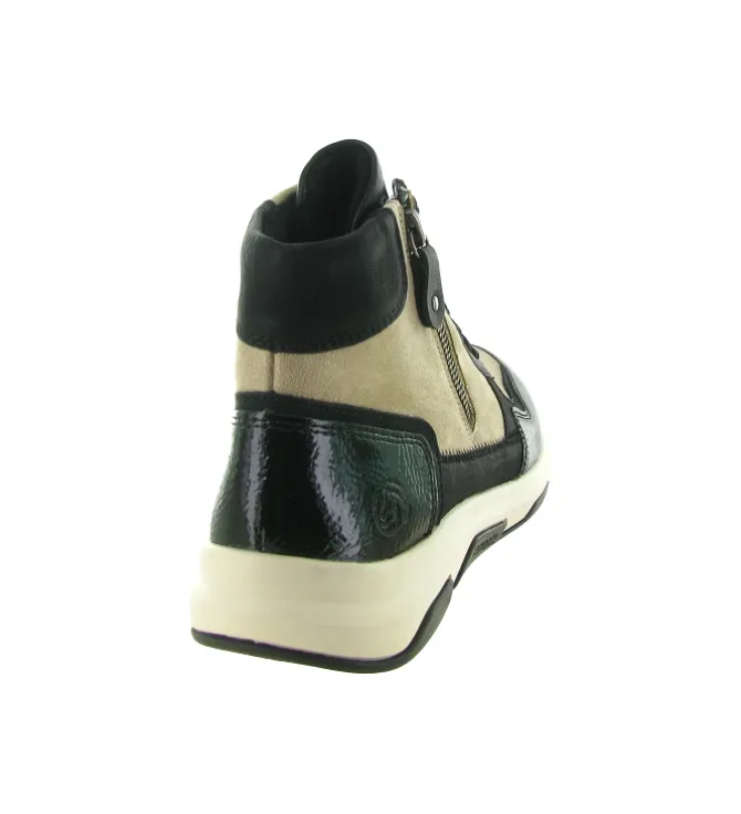 baskets et sneakers - Montante - femme - Cuir - Noir - Remonte