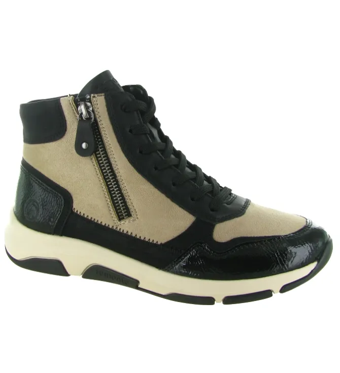 baskets et sneakers - Montante - femme - Cuir - Noir - Remonte