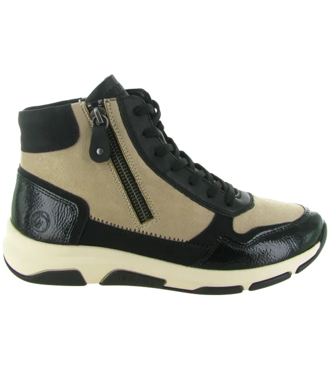 baskets et sneakers - Montante - femme - Cuir - Noir - Remonte