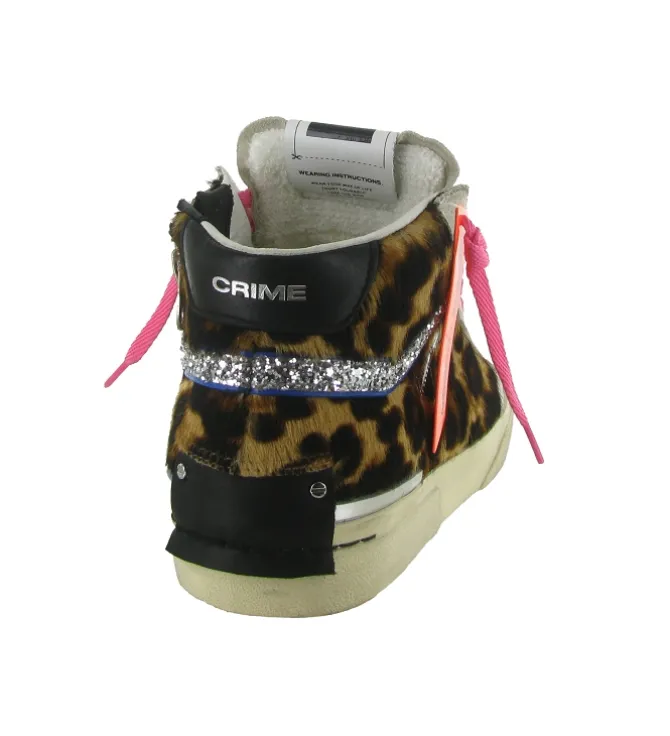 baskets et sneakers - Montante - femme - Cuir - Léopard - Crime london