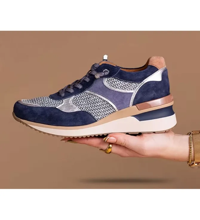 baskets et sneakers - Tendance - femme - Cuir - Bleu Marine - Mamzelle