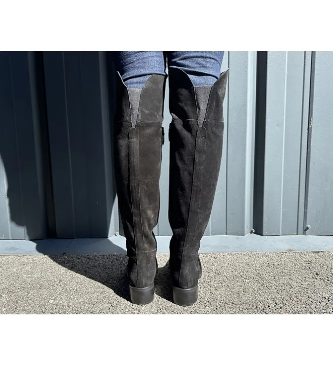 bottes - Cuissardes - femme - Nubuck - Noir - Julie dee