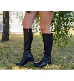 bottes - Motardes - femme - Cuir - Noir - Minka design