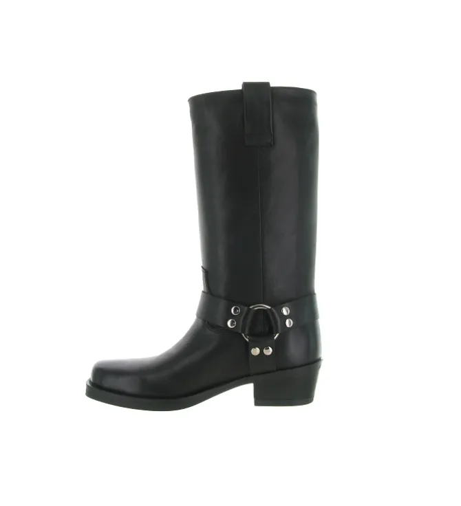 bottes - Motardes - femme - Cuir - Noir - Julie dee