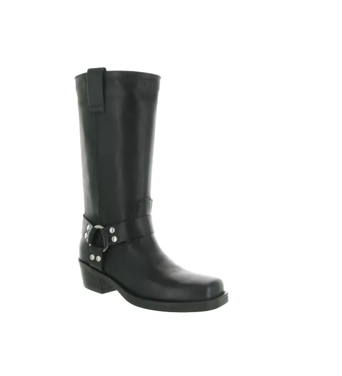 bottes - Motardes - femme - Cuir - Noir - Julie dee