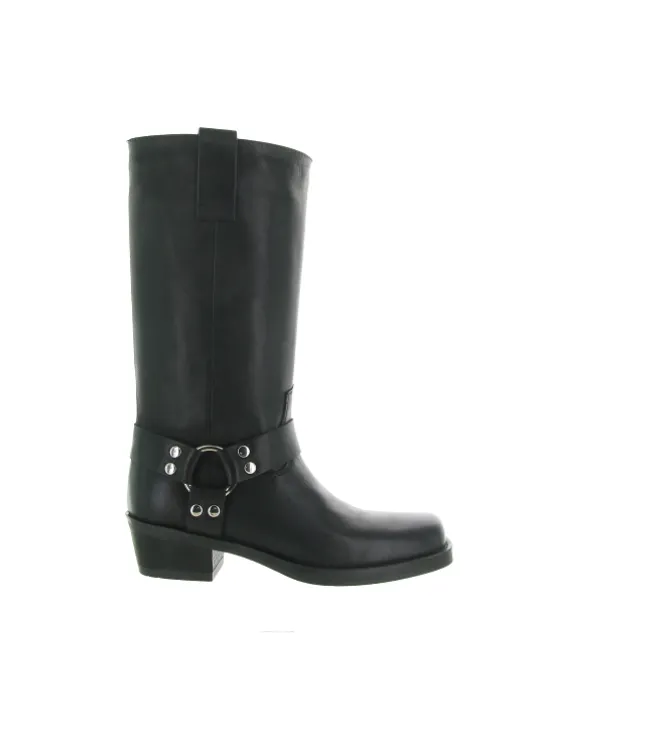 bottes - Motardes - femme - Cuir - Noir - Julie dee