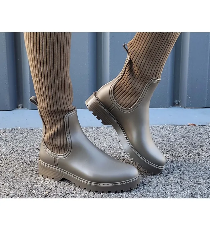 bottes - Pluie - femme - Synthétique - Kaki - Unisa