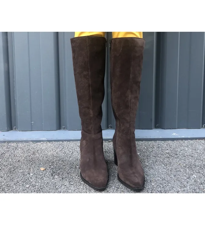 bottes - Santiag - femme - Nubuck - Marron - Carmen