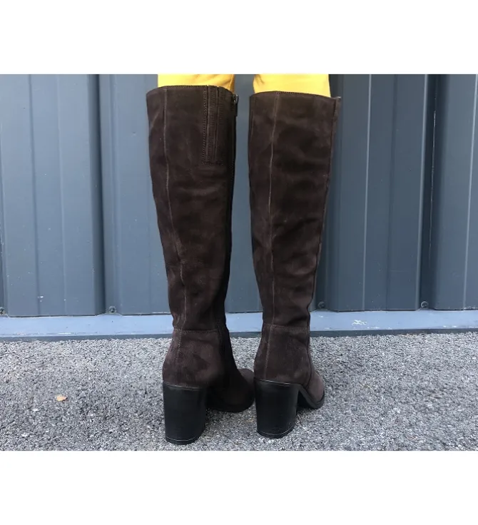 bottes - Santiag - femme - Nubuck - Marron - Carmen
