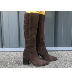 bottes - Santiag - femme - Nubuck - Marron - Carmen