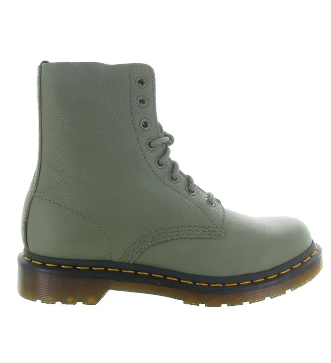 bottines et boots - Casual - femme - Cuir - Kaki - Doc martens