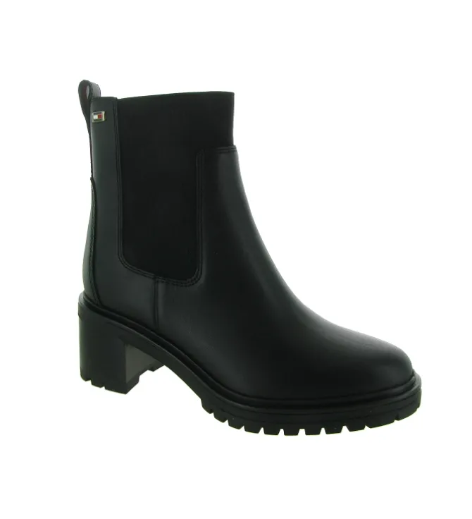 bottines et boots - Chelsea - femme - Cuir - Noir - Tommy hilfiger