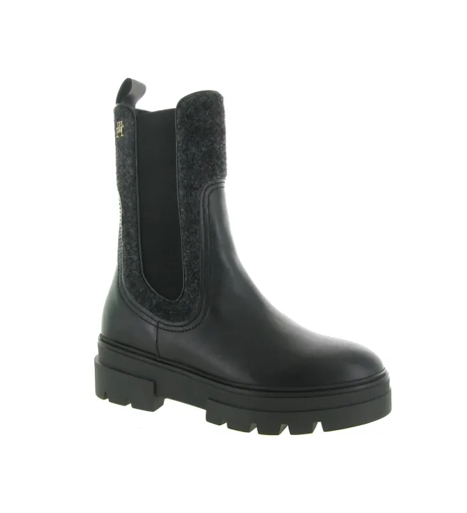 bottines et boots - Chelsea - femme - Cuir - Noir - Tommy hilfiger