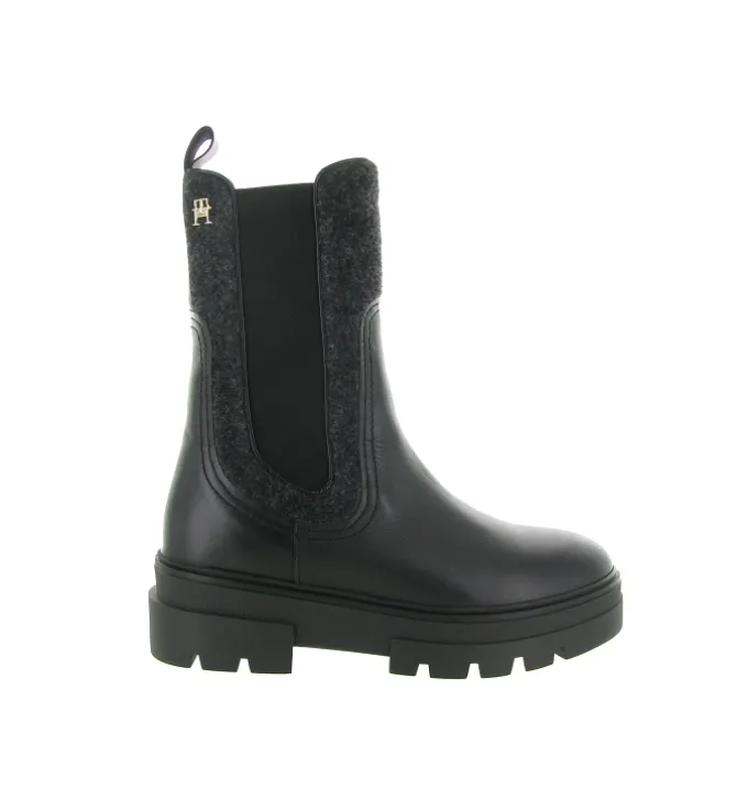 bottines et boots - Chelsea - femme - Cuir - Noir - Tommy hilfiger