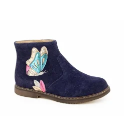bottines et boots - - junior fille - Cuir - Bleu Marine - Pom d api