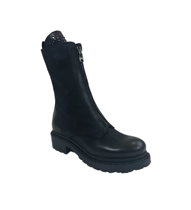 bottines et boots - Motardes - femme - Cuir - Noir - Metisse
