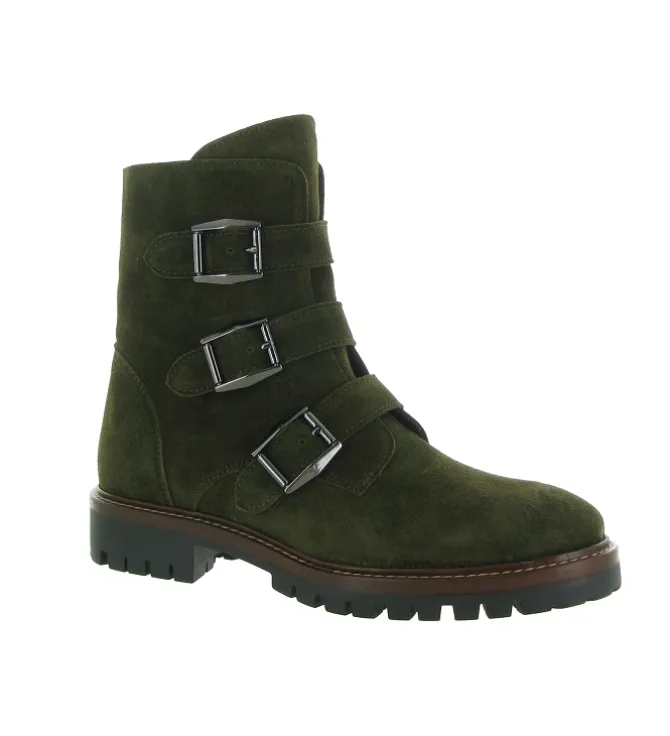 bottines et boots - Motardes - femme - Nubuck - Kaki - Alpe