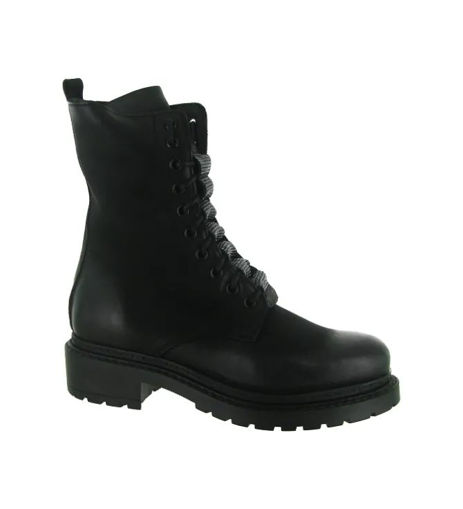 bottines et boots - Motardes - femme - Cuir - Noir - Metisse
