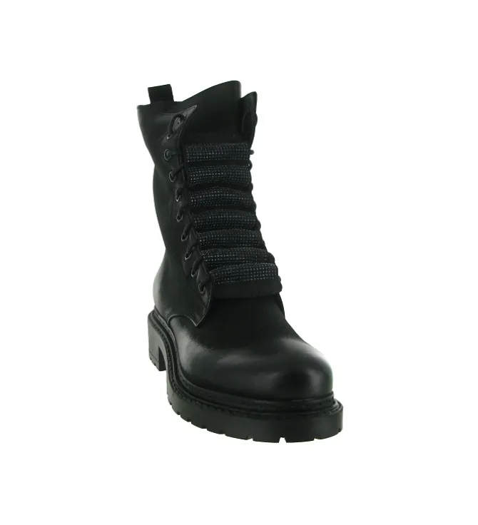 bottines et boots - Motardes - femme - Cuir - Noir - Metisse
