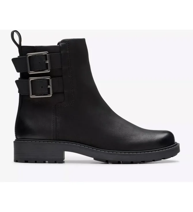 bottines et boots - Motardes - femme - Cuir - Noir - Clarks