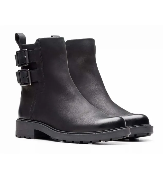 bottines et boots - Motardes - femme - Cuir - Noir - Clarks