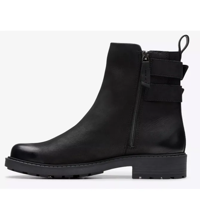 bottines et boots - Motardes - femme - Cuir - Noir - Clarks