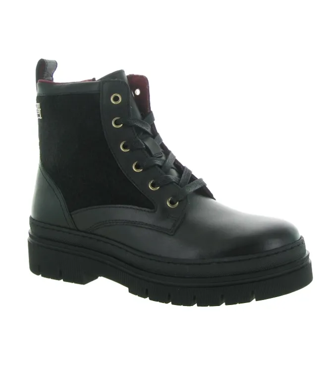 bottines et boots - Motardes - femme - Cuir - Noir - Tommy hilfiger