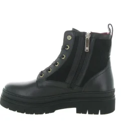 bottines et boots - Motardes - femme - Cuir - Noir - Tommy hilfiger