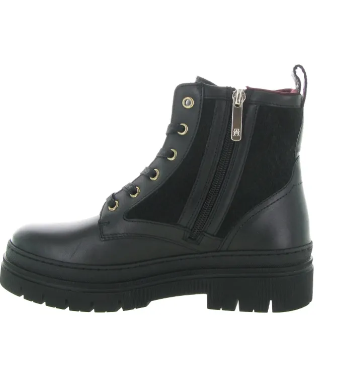 bottines et boots - Motardes - femme - Cuir - Noir - Tommy hilfiger
