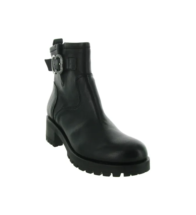 bottines et boots - Motardes - femme - Cuir - Noir - Minka design