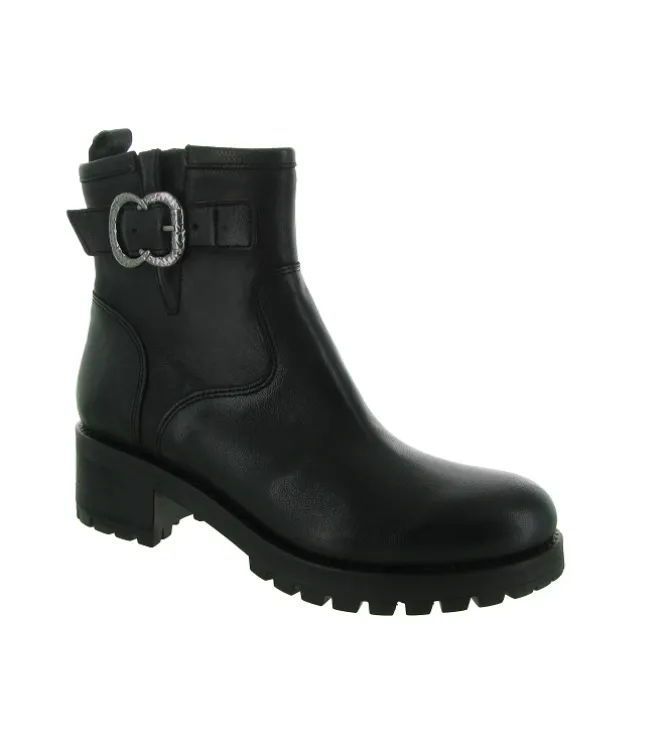 bottines et boots - Motardes - femme - Cuir - Noir - Minka design
