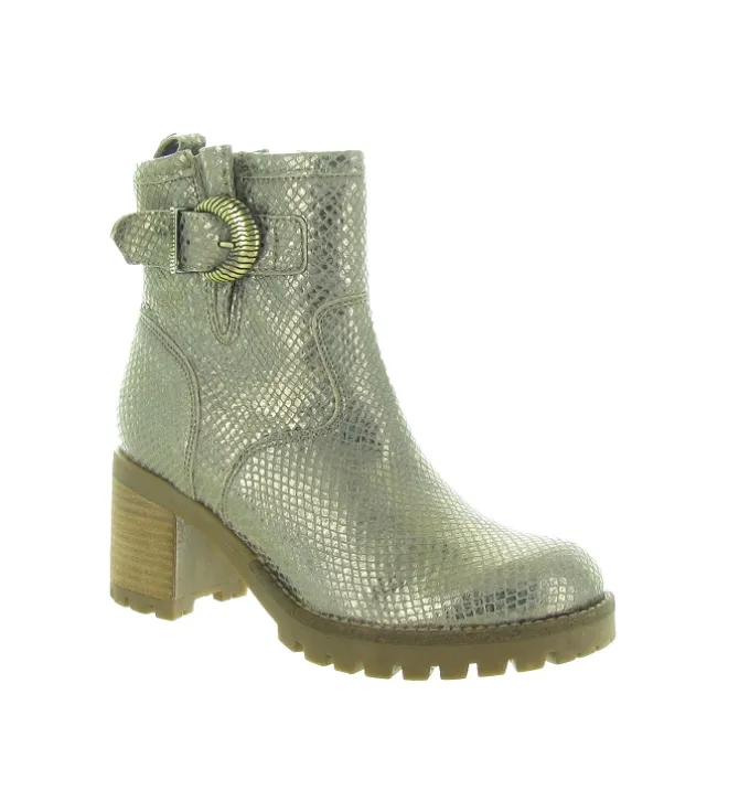 bottines et boots - Motardes - femme - Cuir laminé - Or - Minka design