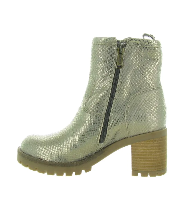 bottines et boots - Motardes - femme - Cuir laminé - Or - Minka design